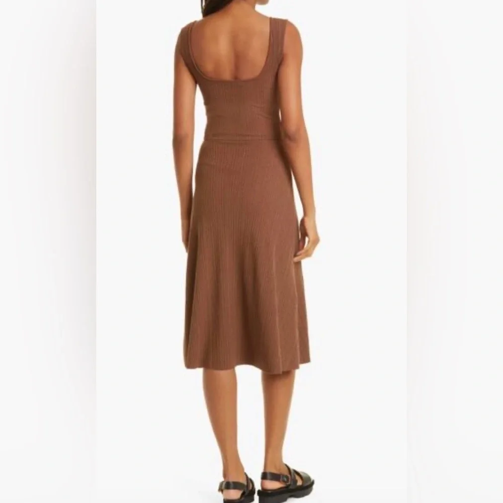NWT Vince Brown Ribbed Midi Dress - Picture 2 of 7
